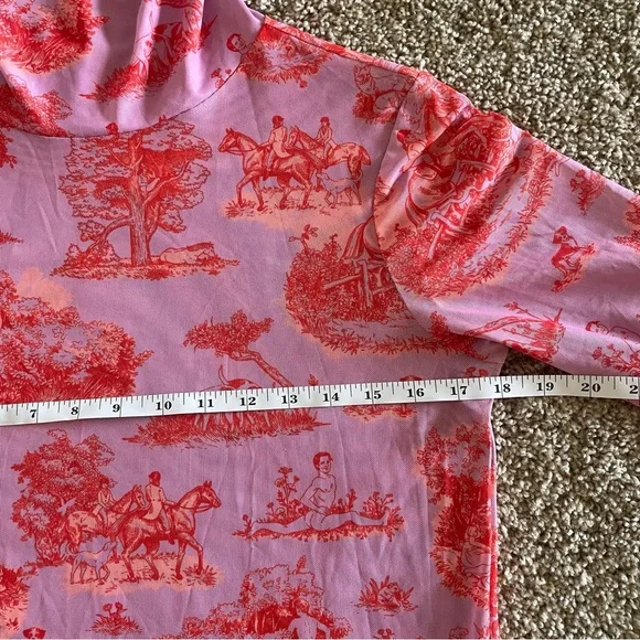 Rachel Antonoff Taffy Batter MANHUNT Lillian Pink/Red Mesh Knit Top Size Large - Picture 14 of 16